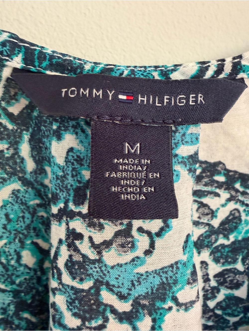 Tommy Hilfiger Teal Paisley Print Top M Medium - Picture 5 of 6